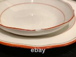 Meissen Porcelain Set of 6 Red Trim Demitasse Cups Saucers Dessert/Bread Plates