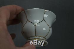 Meissen White & Gold B Form Demitasse Cup & Saucer 20th Century