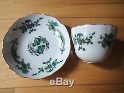 Meissen demitasse cup and saucer, Green Dragon pattern. Quality three slashes