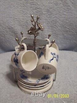 Michael Aram Blue Orchid Demitasse 4 Cups 4 Saucers & Stand New No Box