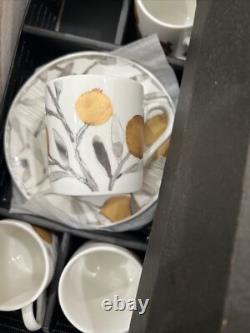 Michael Aram Pomegranate Demitasse 4 Cups & 4 Saucers Set with Stand-NEW