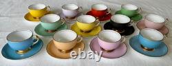 Mid Century Modern Copelands Grosvenor 8175 Solid Demitasse 12 Cups & Saucers