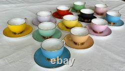 Mid Century Modern Copelands Grosvenor 8175 Solid Demitasse 12 Cups & Saucers