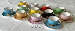 Mid Century Modern Copelands Grosvenor 8175 Solid Demitasse 12 Cups & Saucers