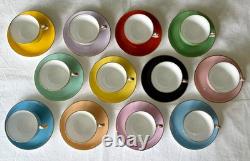Mid Century Modern Copelands Grosvenor 8175 Solid Demitasse 12 Cups & Saucers