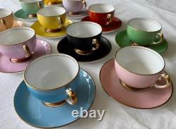 Mid Century Modern Copelands Grosvenor 8175 Solid Demitasse 12 Cups & Saucers