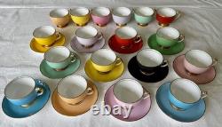 Mid Century Modern Copelands Grosvenor 8175 Solid Demitasse 12 Cups & Saucers