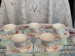 Mikasa Something Blue set of 5 demitasse cups and saucers