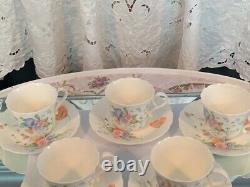 Mikasa Something Blue set of 5 demitasse cups and saucers