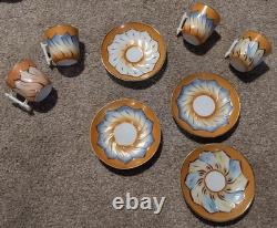 Miniature Demitasse porcelain cups saucers Slight design difference twig handle
