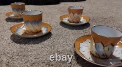 Miniature Demitasse porcelain cups saucers Slight design difference twig handle