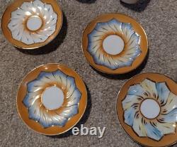 Miniature Demitasse porcelain cups saucers Slight design difference twig handle