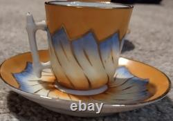 Miniature Demitasse porcelain cups saucers Slight design difference twig handle