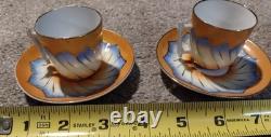Miniature Demitasse porcelain cups saucers Slight design difference twig handle