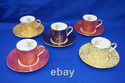 Minton Brocade (5) Demitasse Cups, 2¼ & (5) Demitasse Saucers, 4 7/8 5-Colors