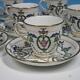 Minton China H2581 Pink Flowers, Blue Green Leaf 7 Demitasse Cups And Saucers