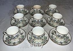 Minton England Enameled Demitasse Cup & Saucer Sets c. 1912 Original Adam H2581