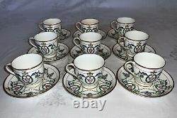 Minton England Enameled Demitasse Cup & Saucer Sets c. 1912 Original Adam H2581