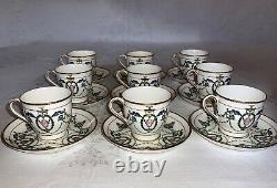 Minton England Enameled Demitasse Cup & Saucer Sets c. 1912 Original Adam H2581