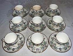 Minton England Enameled Demitasse Cup & Saucer Sets c. 1912 Original Adam H2581