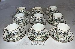 Minton England Enameled Demitasse Cup & Saucer Sets c. 1912 Original Adam H2581