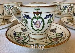 Minton England Enameled Demitasse Cup & Saucer Sets c. 1912 Original Adam H2581