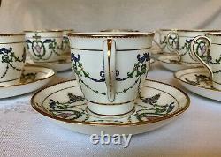 Minton England Enameled Demitasse Cup & Saucer Sets c. 1912 Original Adam H2581