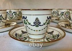 Minton England Enameled Demitasse Cup & Saucer Sets c. 1912 Original Adam H2581