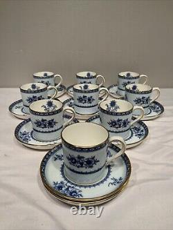 Minton England Williamsburg Porcelain Demitasse Cups Saucers Vintage Set of 9