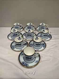 Minton England Williamsburg Porcelain Demitasse Cups Saucers Vintage Set of 9