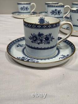 Minton England Williamsburg Porcelain Demitasse Cups Saucers Vintage Set of 9