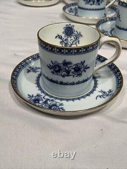 Minton England Williamsburg Porcelain Demitasse Cups Saucers Vintage Set of 9