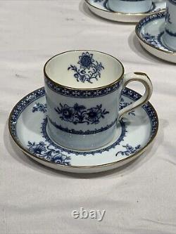 Minton England Williamsburg Porcelain Demitasse Cups Saucers Vintage Set of 9