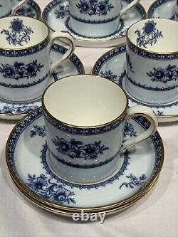 Minton England Williamsburg Porcelain Demitasse Cups Saucers Vintage Set of 9