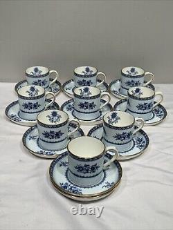 Minton England Williamsburg Porcelain Demitasse Cups Saucers Vintage Set of 9