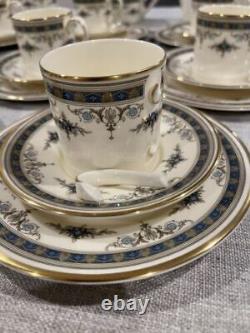 Minton Grasmere Blue Fine Bone China Demitasse Cup, Saucer & Dessert Plate Set