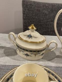 Minton Grasmere Blue Fine Bone China Demitasse Cup, Saucer & Dessert Plate Set