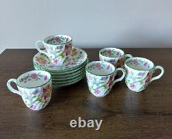 Minton Haddon Hall Demitasse Cups and Saucers Set of 5 Vintage Espresso England