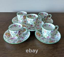 Minton Haddon Hall Demitasse Cups and Saucers Set of 5 Vintage Espresso England