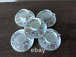 Minton Haddon Hall Demitasse Cups and Saucers Set of 5 Vintage Espresso England