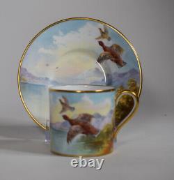 Minton Hand Painted Artist Signed Demitasse Cup & Saucer