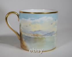 Minton Hand Painted Artist Signed Demitasse Cup & Saucer
