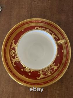 Minton for Tiffany & Co. Red/gold ornate demitasse cup &saucer, made in England