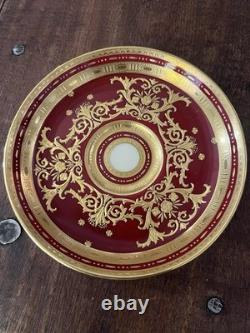 Minton for Tiffany & Co. Red/gold ornate demitasse cup &saucer, made in England