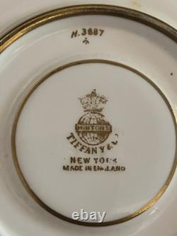 Minton for Tiffany & Co. Red/gold ornate demitasse cup &saucer, made in England
