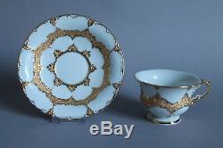 Mocha Cup And Saucer Set Meissen B Form Gold Encrusted Scalloped Crossed Swords