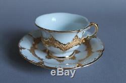 Mocha Cup And Saucer Set Meissen B Form Gold Encrusted Scalloped Crossed Swords