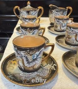 Moriyama Mori-Machi Japan Dragonware Demitasse Cups Saucers Sugar Creamer