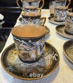 Moriyama Mori-Machi Japan Dragonware Demitasse Cups Saucers Sugar Creamer