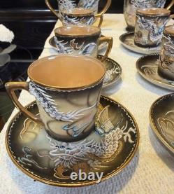 Moriyama Mori-Machi Japan Dragonware Demitasse Cups Saucers Sugar Creamer